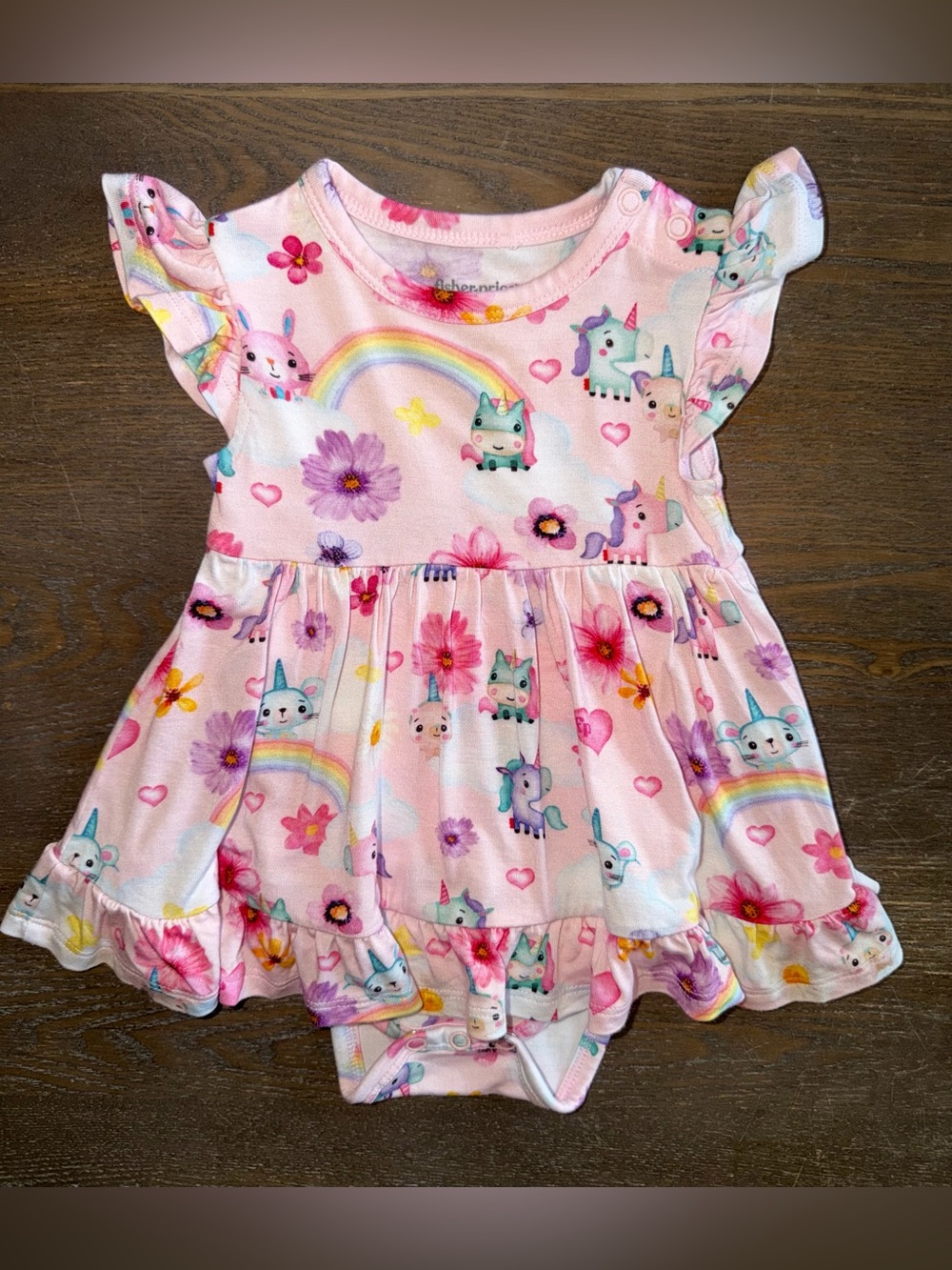 Posh Peanut Fisher Price Unicorns Bodysuit Twirl 3-6m